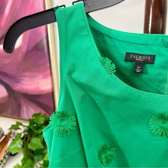 Talbots Flower Applique Fit-And-Flare Dress 2 P - Picture 8 of 10